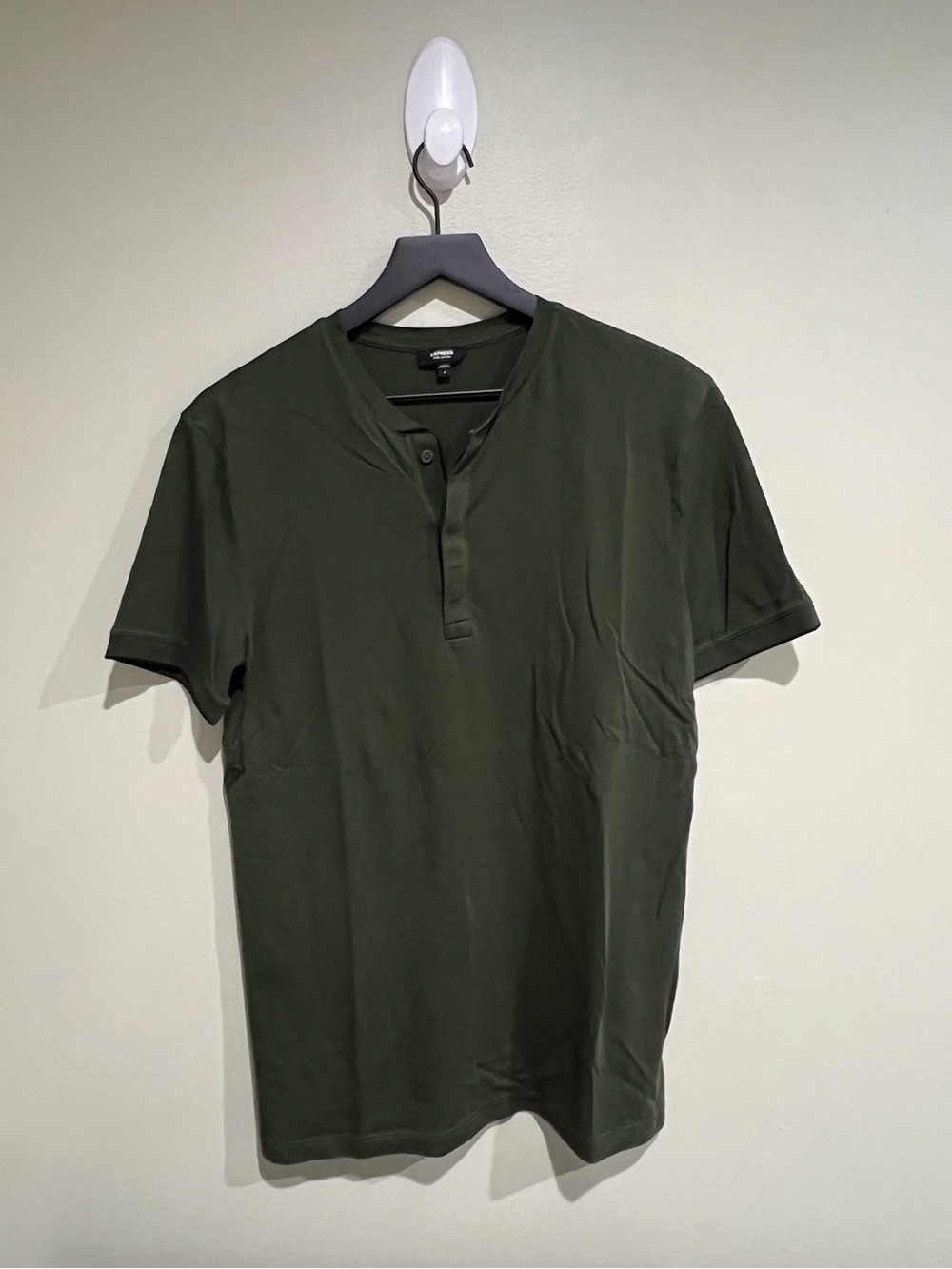 Express Olive Green Henley Polo Shirt